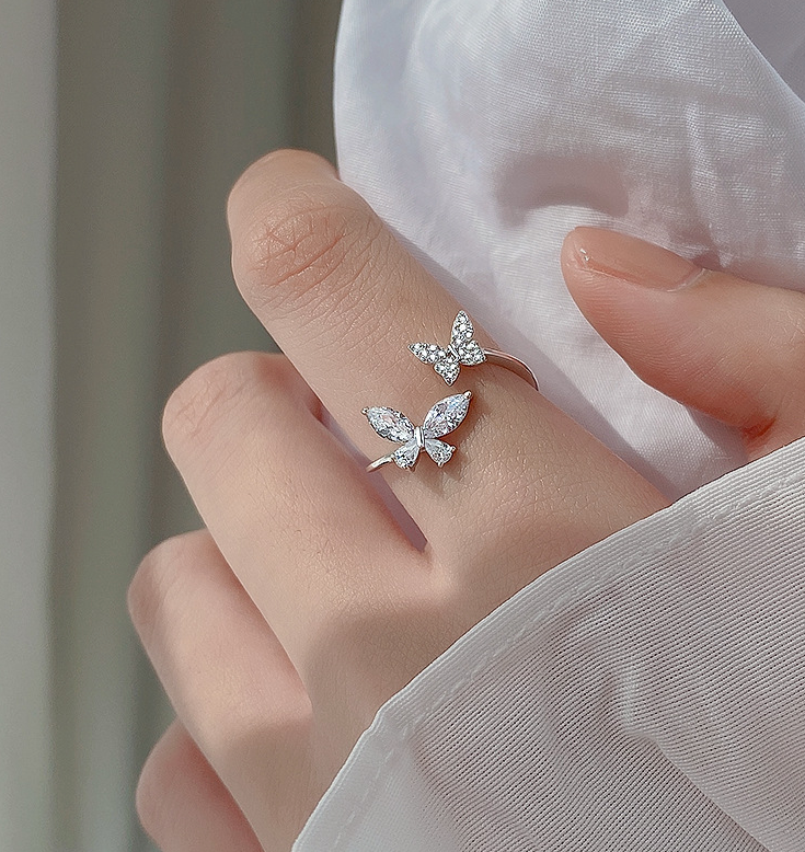 Sterling Silver Butterfly Ring – Adjustable Gift for Women