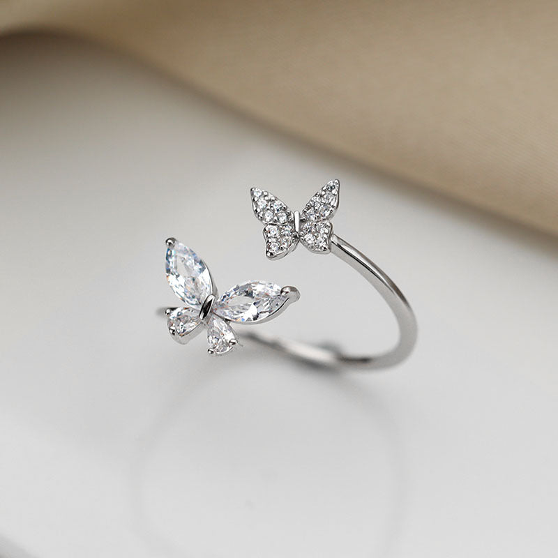 Sterling Silver Butterfly Ring – Adjustable Gift for Women