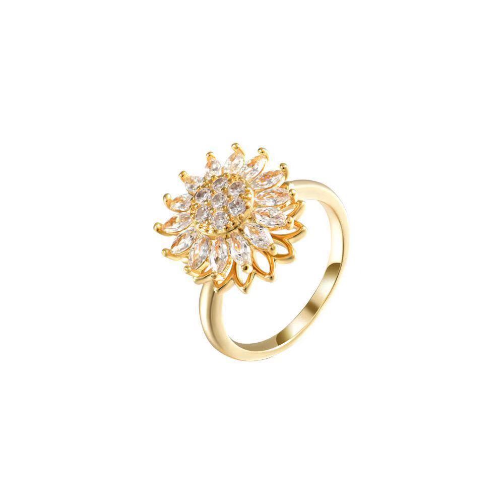 Sunflower Fidget Ring – Anxiety Relief Spinner Ring Gift