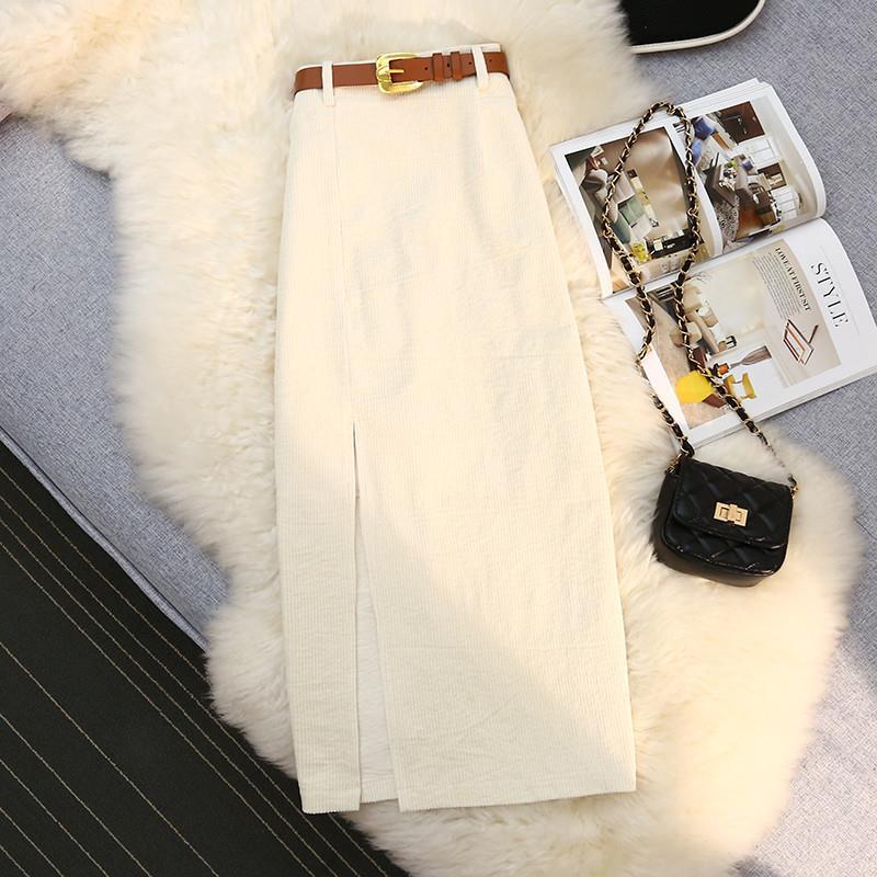 High Waist Corduroy A-Line Midi Skirt – Autumn Outfit