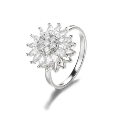 Sunflower Fidget Ring – Anxiety Relief Spinner Ring Gift